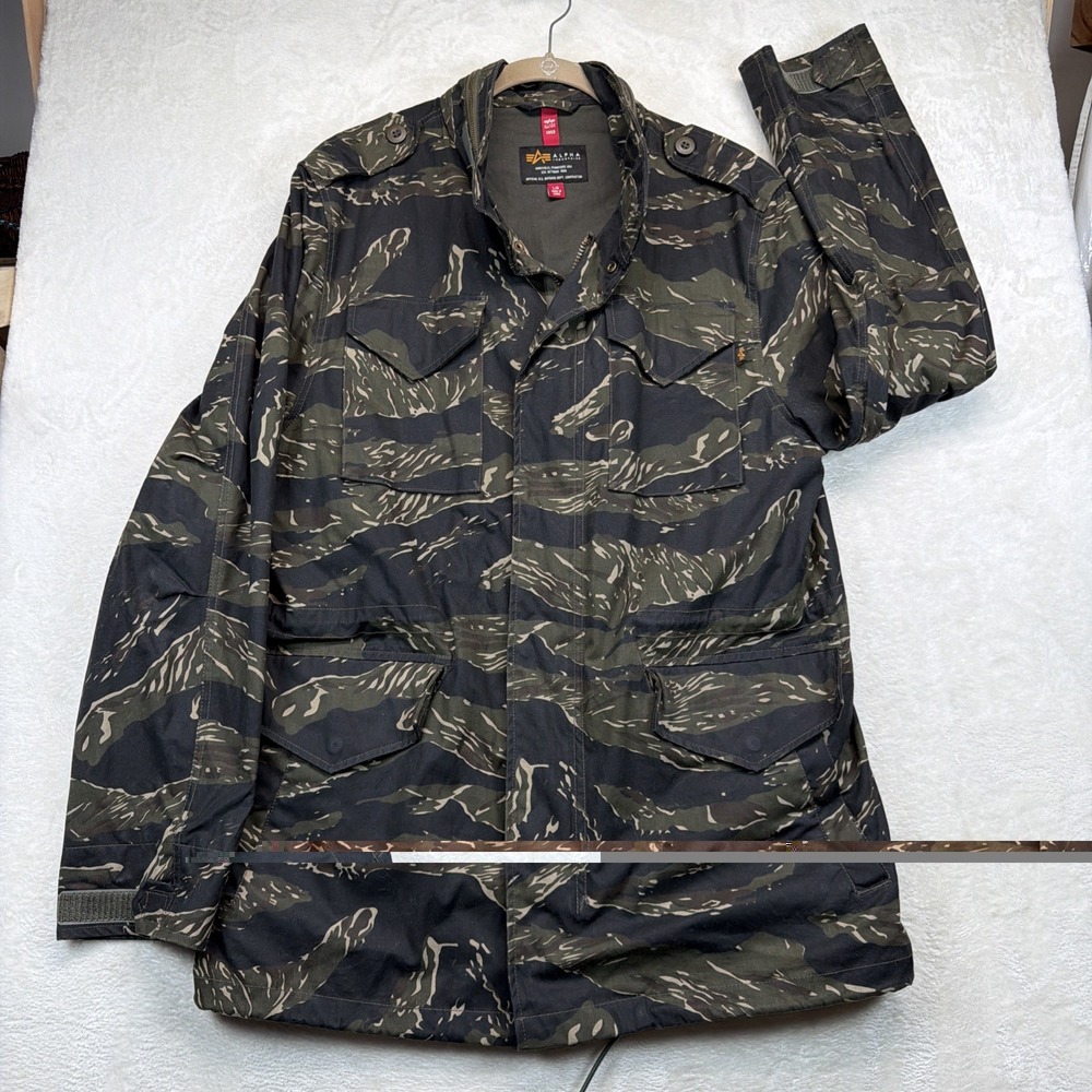 Alpha Industries M-65 Tiger Stripe Camo Field Jacket Men's Large Military